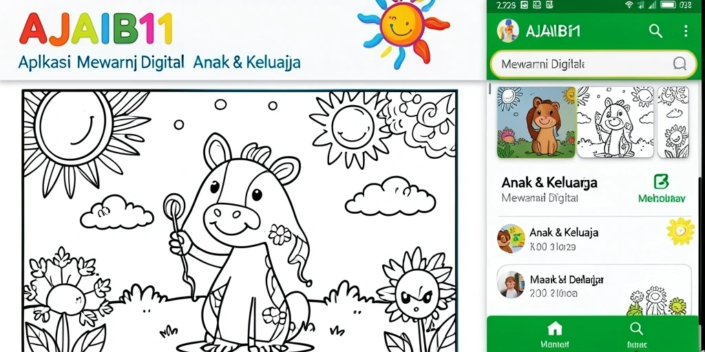 Screenshot AJAIB11 menampilkan antarmuka warna-warni Mewarnai Digital.