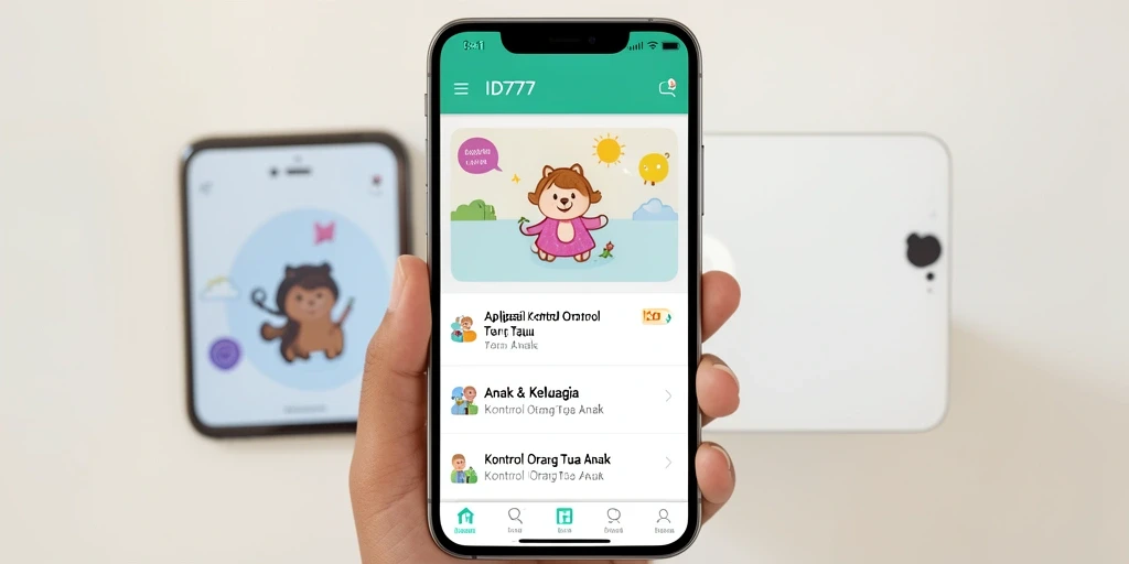 Tampilan antarmuka pengguna aplikasi Kontrol Orang Tua Anak ID777.
