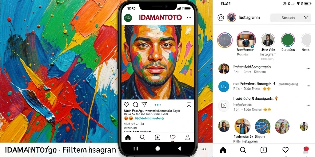 Tampilan antarmuka aplikasi IDAMANTOTO dengan filter Instagram yang menarik.