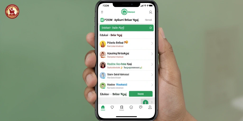 Tampilan antarmuka aplikasi P200M untuk belajar ngaji dengan intuitif.