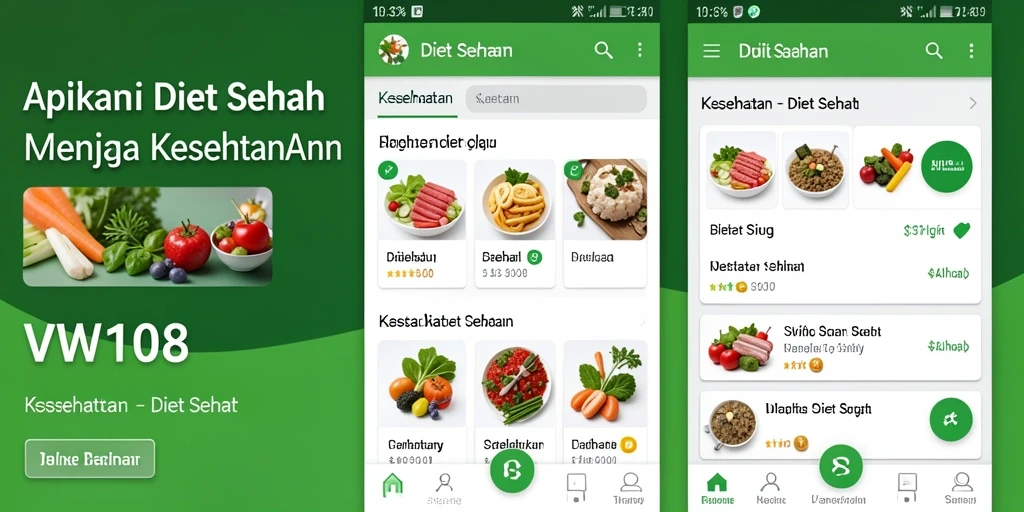 Antarmuka aplikasi VW108 yang User-Friendly untuk Diet Sehat.